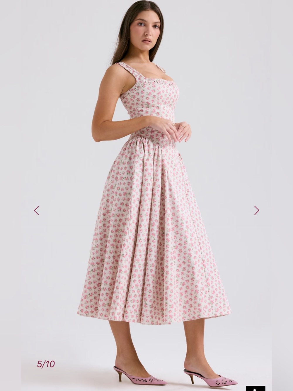 NWT HOUSE OF CB DOROTHY - White Rosebud Print Cotton Midi Sundress Size XS - Picture 4 of 13